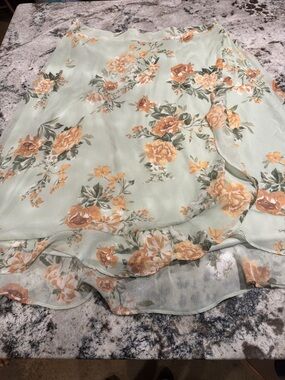 Christopher & Banks Mint Green Floral Skirt